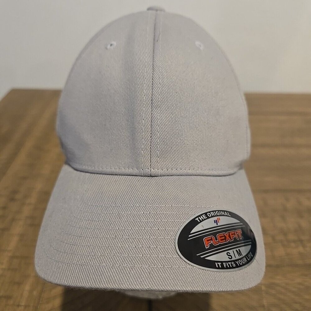 Flexfit Precurved Hat Grey Men's Blank Stretch Cap Size S / M